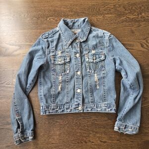 Paris Angel Blue Jean Jacket with Stud Accents Sz.L